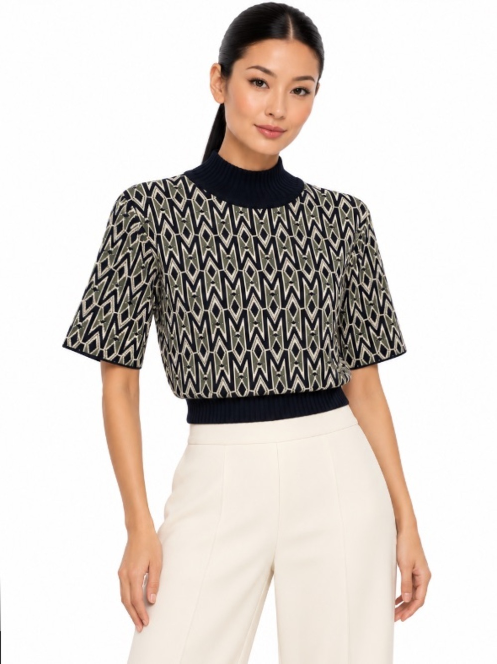 Mackage Jacquard Monogram Crop Sweater NWT